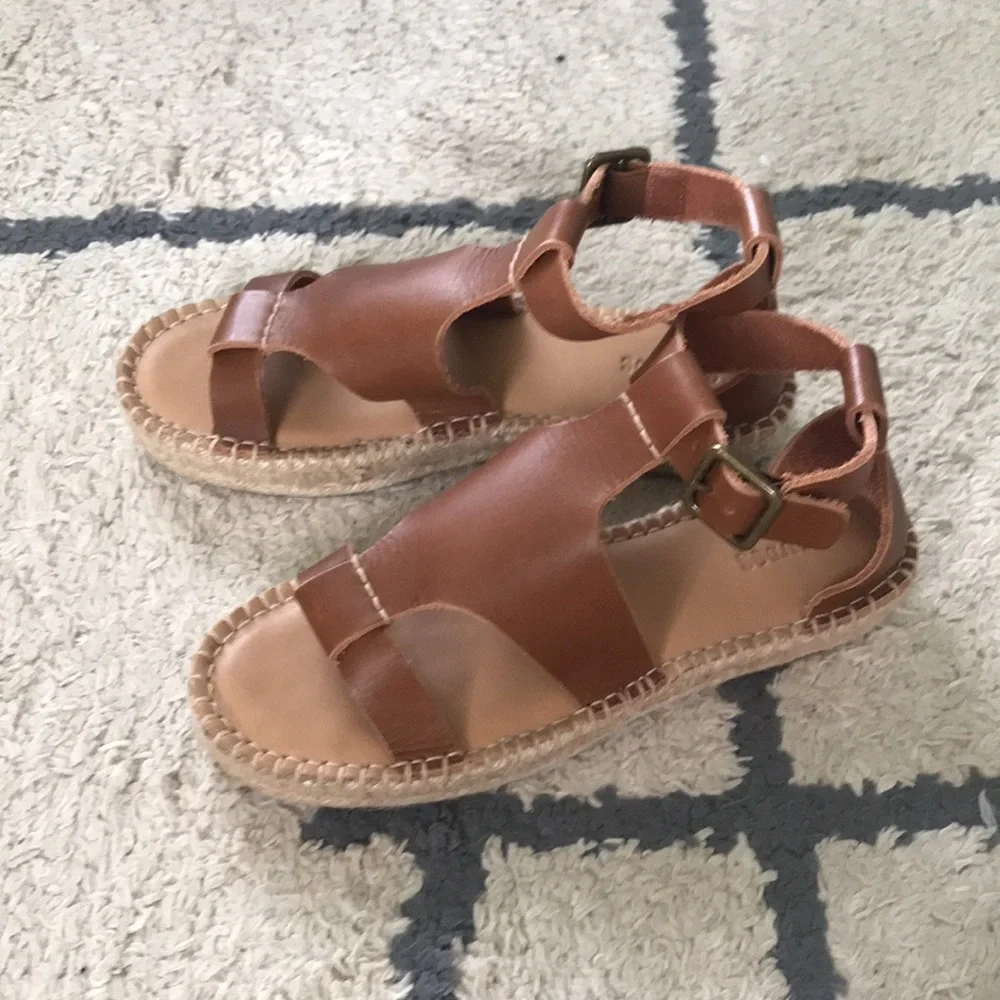 Soludos espadrille platform sandal tan leather size 7 - Picture 3 of 7